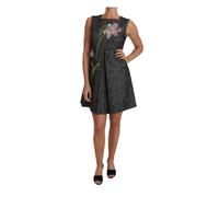 Dolce & Gabbana - Vestido Gris Mini A-Line con Tulipán Morado - Dresses - Mujer - Multicolor - S -