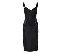 Dolce & Gabbana- Vestido Midi Corset de Satén y Encaje Negro- Dresses- Mujer- Negro- L- Vestido Midi Corset de Satén y Encaje Negro