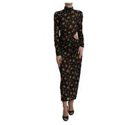 Dolce & Gabbana- Vestido Midi de Malla Floral con Corte- Dresses- Mujer- Multicolor- S- Vestido Midi de Malla Floral con Corte