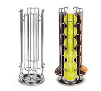 DOLCE GUSTO PODS 24 COFFEE CAPSULE CHROME TOWER ROTATING STAND HOLDER RACK by Vinsani