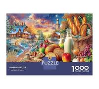 Dolce Invernale Carta Resistente Pane e Villaggio Puzzle da Incastrare Attività Educativa per la Famiglia 52x38cm/1000 Pezzi
