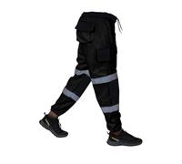 Dolce Vari Hi Viz - Pantalones de trabajo para hombre, con múltiples bolsillos, supersuaves, de alta visibilidad, para trabajo, Negro, XL
