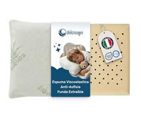 DOLCI SOGNI - Almohada Bebé Viscoelástica Ergonómica y Hipoalergénica | Almohada para Bebé y Niños de Memory Foam Transpirable | Cojín Bebé Suave con Funda Aloe Vera Lavable