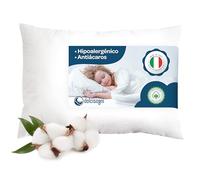 DOLCI SOGNI - Almohada para Niños 2 Años en adelante, para Cuna 60x40 cm - Suave, Hipoalergénica y Antibacteriana de Algodón Natural - Almohada Transpirable