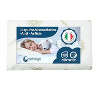 DOLCI SOGNI Almohada Viscoelastica Aloe Vera 60x40 - Almohada Pequeña para Niños 2 Años en adelante, para Cuna - Memory Foam, Transpirable, Suave, Hipoalergénica y Antibacteriana