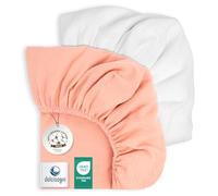 DOLCI SOGNI Sabanas Cuna 60x120 Algodon - Sabanas Minicuna - Bajeras Muselina Suave y Transpirable 100% Algodón para Moisés y Capazo - Pack de 2 - Made in Spain - 1 x Rosa + 1 x Blanca