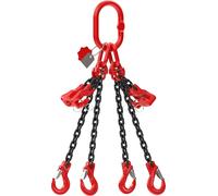 Dolezych DoKett - Cadena de 4 hebras con gancho de horquilla, acortable, grado 8, 1 m de longitud, cadena para grúas, con gancho de horquilla, capacidad de carga de 2360 kg hasta 45°, 1700 kg a 60°