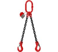 Dolezych DoKett - Colgador de cadena de 2 hebras, grado 8, 1 m de longitud, con gancho de horquilla, capacidad de carga de 2800 kg hasta 45°, 2000 kg a 60°