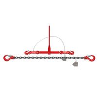 Dolezych PowerLash L-150 2200 Dan - Cadena de Amarre (2 Piezas, con Gancho de Horquilla, 2 m de Longitud, Cadena 6-8), Color Negro y Rojo
