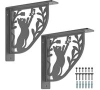 Dolibest Soportes de estante resistentes de 8 pulgadas, soporte en L de 5 mm de grosor, soporte flotante de metal, soporte de estante de pared y accesorios, estantes flotantes negros rústicos para