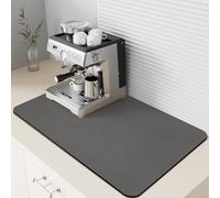 Dolic Tapete de café con respaldo de goma, tapete absorbente para secar platos para encimera de cocina, tapetes de bar para encimeras, accesorios para debajo (Dark Grey, 40 x 50 cm)