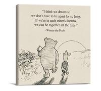 Dolimifa Lienzo decorativo con cita clásica de Winnie the Pooh, diseño retro con texto en inglés «We Can Be Together All the Time» (8 x 8 pulgadas)