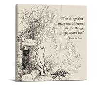 Dolimifa Lienzo decorativo con cita clásica de Winnie the Pooh para decoración de pared, diseño vintage de las cosas que me hacen diferentes; lienzo enmarcado listo para colgar (20,3 x 20,3 cm)