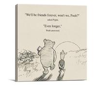 Dolimifa Lienzo decorativo para pared con cita clásica de Winnie the Pooh, diseño retro con texto en inglés "We'll Be Friends Forever", cuadro enmarcado listo para colgar (20,3 x 20,3 cm)
