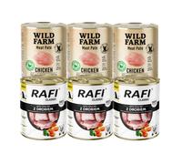DOLINA NOTECI Comida húmeda para perros Rafi Classic con ave 3x800g + WILD FARM Pate Chicken 3x800g