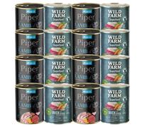 DOLINA NOTECI Piper para perros con venado y calabaza 8x800g + WILD FARM Superfood Duck (Pato con quinoa, zanahorias y hierbas) 8x800g