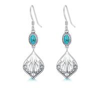 DOLIOX Pendientes colgantes de plata de ley 925 con turquesa auténtica para mujer, estilo bohemio del suroeste, joyería para ella