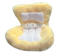 Doll Car Seat, Soft Furry Plush Cute Baby Doll Car Seat with Safety Belt Functional Ornament for Air Vent Clip Desktop Display, Light YellowDoll