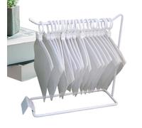 Doll Clothes Rack, Doll House Costume Stand Organizer with Hangers and Storage Base, Perfect for Tiny Dresses, Shirts, Coats, Role Play, Toy Display Girls,21.5x7x20cm White