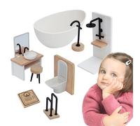 Doll House Bathroom Set, Scale Scene Model, Miniatura Simulation Furniture, Pretend Play Accessories, Creative Toy Adornments for Girls House Decor and Imaginative Fun, PP