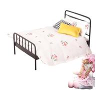 Doll House Bed - 1:12 Scale Wrought Iron Frame Model | 6.3x3.94x3.54inch Bed for Dolls Set | for Kids Teens Pretend Play Role-Play Game