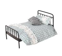 Doll House Bed - 1:12 Scale Wrought Iron Frame Model | 6.3x3.94x3.54inch Bed for Dolls Set | for Kids Teens Pretend Play Role-Play Game
