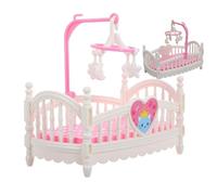 Doll House Bedroom Furniture - Dollhòuse Crib | Mini Bedroom Furniture Cartoon Simulation Ornaments | Playhouse Figurines Miniature Bed Props | For Children Families Play | ABS 4.92 X 2.87 X 4.33 Inch
