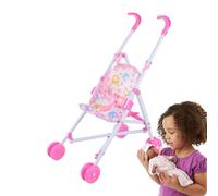 Doll Toy Stroller for Girls, Cloth Iron and ABS Frame, Baby Walking Playing Stroller for Pretend Play, Foldable Dolls Pushchair for Kids, Indoor Play Accessory for Bedroom and Living Room Fun