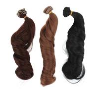Doll Wig Set 3 Pcs Long Roman Curly Doll Hair Wigs 30cm Length 1m Width Black Dark Light Brown For 1/8 1/12 Dolls High Temperature Soft Silk