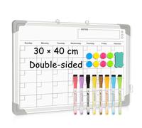 DOLLAR BOSS Calendario magnético de pizarra blanca para pared, 30 x 40 cm, calendario de doble cara para colgar, pizarra blanca pequeña, planificador de borrado en seco, A3, para cocina, hogar
