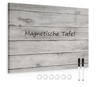 DOLLAR BOSS Pizarra blanca magnética, 45 x 60 cm, Magnettafel para la pared, pizarra magnética para imprimir, Memoboard con 6 imanes, 2 rotuladores, tableros de madera gris