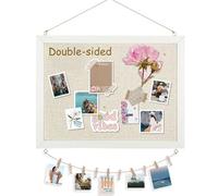 DOLLAR BOSS Tablero de corcho con lino de doble cara, 1 paquete de 30 x 40 cm, tableros de corcho pequeños para paredes, marco de madera, tablero de pin para colgar, tablero de visión pequeño para el