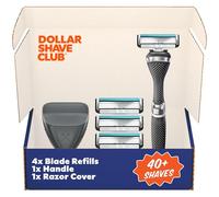 Dollar Shave Club | Kit de afeitado de viaje de 4 hojas, mango Diamond Grip Club Razor, 4 cuchillas Club Razor Cartridges, and Razor Cover, Easy to Grip Handle, Shaving Starter Set, Razor Kit, Great