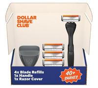 Dollar Shave Club | Kit de afeitado de viaje de 4 hojas, mango Diamond Grip Club Razor, 4 cuchillas Club Razor Cartridges, and Razor Cover, Easy to Grip Handle, Shaving Starter Set, Razor Kit, Great