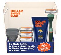 Dollar Shave Club The Member Exclusive Shave Set | 4 cartuchos de recambio de enjuague Swift, 1 mango (verde), 1 mantequilla de afeitar de 3 onzas, 1 funda para maquinilla de afeitar