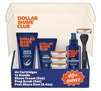 Dollar Shave Club Ultimate Set | 4 Swift Rinse Refill Cartridges, 1 Handle, 1 Prep Scrub 3 oz, 1 Shave Cream 6 oz, 1 Post Shave Dew 3.4 oz