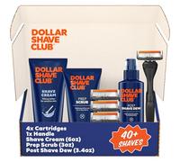 Dollar Shave Club | Ultimate Shave Set | 4 Extra Close Refill Cartridges, 1 Handle, 1 Prep Scrub 3 ounce, 1 Shave Cream 6 ounce, 1 Post Shave Dew 3.4 ounce