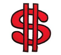 Dollar Símbolo Dinero - Parches Termoadhesivos Bordados Aplique Para Ropa, Tamaño: 7,5 x 6,1 cm