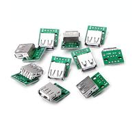 DollaTek 10PCS La Placa Hembra USB 2.0 a Dip 4p Placa de Adaptador de Enchufe Recto se ha Soldado Cable de Datos de teléfono móvil USB-03