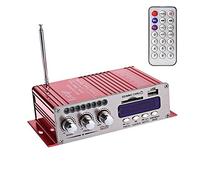 DollaTek 12V Mini 2 Canales Hi-Fi Amplificador de Audio estéreo Digital USB SD DVD FM Audio Estéreo Radio Altavoz MP3 Coche Bluetooth Pantalla Reproductor para Coche/Barco/Motocicleta - Rojo