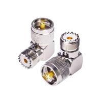 DollaTek 2 x PL259 Conector coaxial UHF Hembra SO239 Tornillo externo Agujero interior a PL259 Macho SL16/90 Grados Ángulo recto Antena Adaptador en forma de L M RF RF