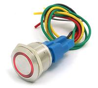 DollaTek 22mm Interruptor momentáneo Botón pulsador Interruptor 12V DC Angel Eye LED Interruptor redondo redondo de acero inoxidable a prueba de agua - Rojo