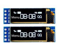 DollaTek 2Pcs I2C OLED Display Module 0.91 Pulgadas I2C OLED Screen Driver DC 3.3V ~ 5V para Arduino - Blanco Fuente
