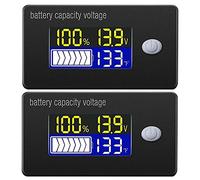 DollaTek 2Pcs Indicador de capacidad de batería, pantalla de 12 V, voltímetro LCD, medidor de temperatura, probador para Li-ion Lifepo4, plomo y ácido