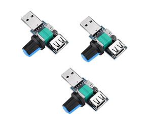 DollaTek 3 unids USB ventilador controlador de velocidad módulo de reducción de ruido multi-puesto ajuste gobernador DC 4-12V