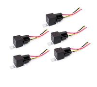 DollaTek 5Pcs JD1912 Arnés de relé de Coche 12V 40A 4 Pines SPST Tomas de arnés con Cables con Etiqueta de Color para camión automotriz Camioneta de Motocicleta