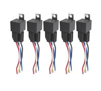 DollaTek 5Pcs JD1914 Relé de Coche de 12V 40A con enchufes de arnés Relé de SPDT de 5 Pines con Cables con Etiqueta de Color para camión automotriz Furgoneta Barco de Motocicleta