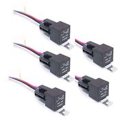 DollaTek 5Pcs JD2914 Relé de Coche de 24V 40A con enchufes de arnés Relé de SPDT de 5 Pines con Cables con Etiqueta de Color para camión automotriz Furgoneta Barco de Motocicleta