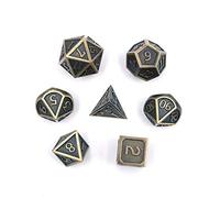 DollaTek 7 PCS D&D de Metal sólido Juego con Bolsa de Almacenamiento y aleación de Zinc con Esmalte para Juegos de rol Mazmorras y Dragones (Plateado de Rollo Antiguo)