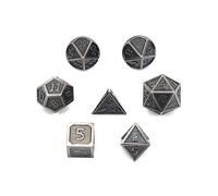 DollaTek 7 PCS D&D de Metal sólido Juego con Bolsa de Almacenamiento y aleación de Zinc con Esmalte para Juegos de rol Mazmorras y Dragones (Plata Plateada Colgante Antigua)